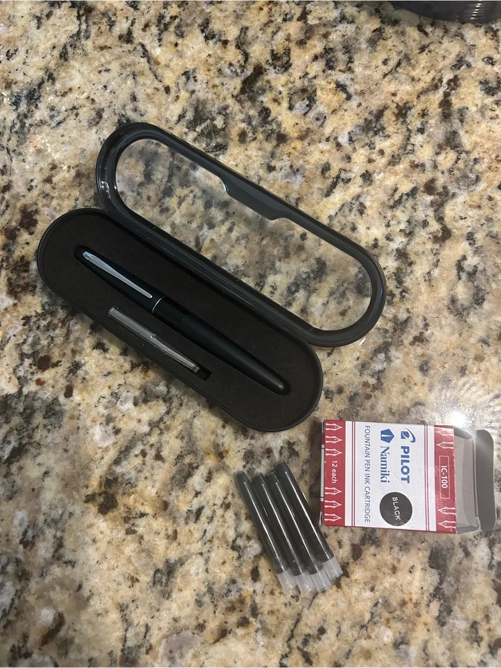 Pilot Black Metal Fountain Pen in Protective Case